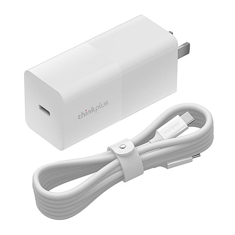 聯想 thinkplus 65W PD + QC3.0 Type-C 電源供應器 充電器-白